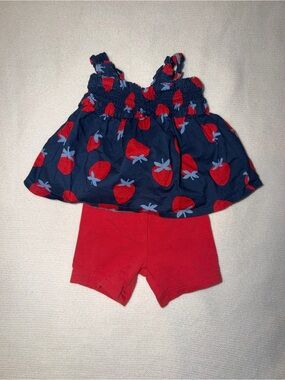 Carter's Navy Tank with Red Strawberry Print and Red Shorts